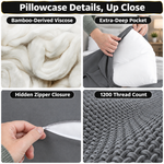 100% Viscose from Bamboo Pillowcases with Zipper, Set of 2 - 8
