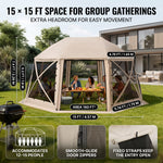 15x15 Pop-Up Gazebo Screen Tent – Large Outdoor Screen House with Mesh Walls & Carry Bag - 8