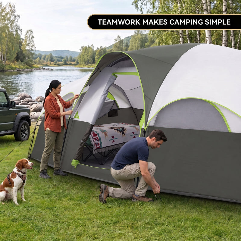 5–8 PERSON FAMILY DOME CAMPING TENT – WATERPROOF OUTDOOR TENT WITH RAINFLY & CARRY BAG - 8