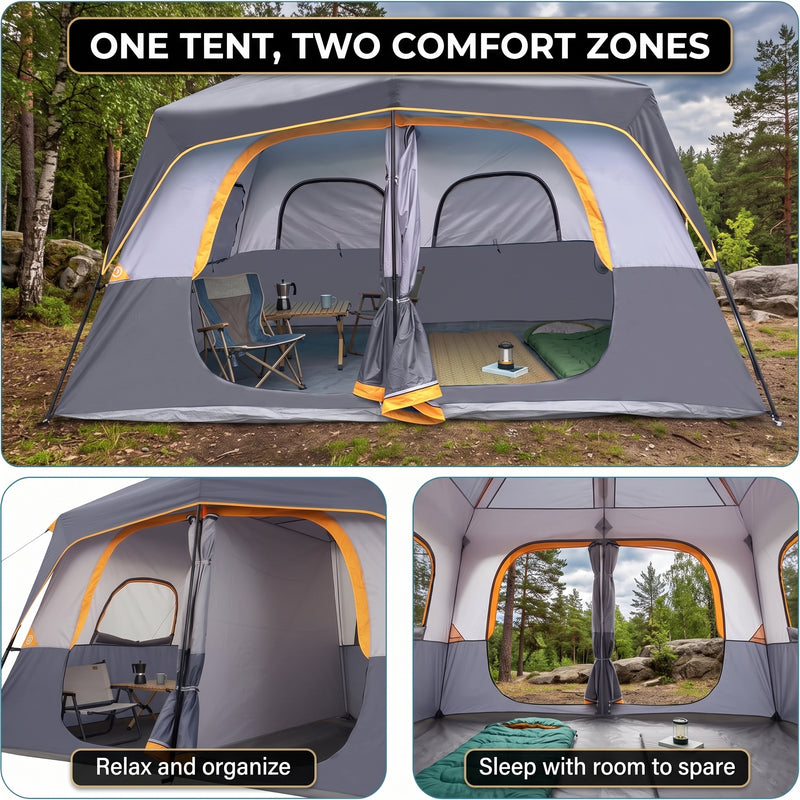 5–8 PERSON FAMILY DOME CAMPING TENT – WATERPROOF OUTDOOR TENT WITH RAINFLY & CARRY BAG - 8
