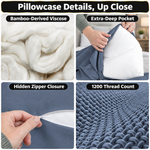 100% Viscose from Bamboo Pillowcases with Zipper, Set of 2 - 8