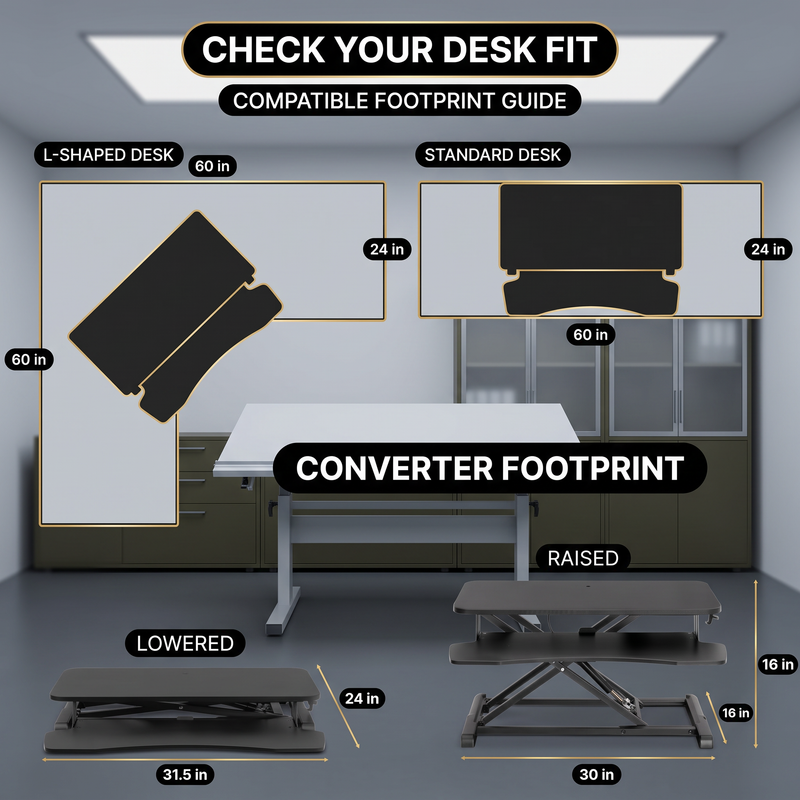 Standing Desk Converter, Height Adjustable Sit to Stand Desk Riser, Pneumatic & Electric Dual Monitor Laptop Workstation with Wide Keyboard Tray - 8