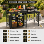 Camping Portable Cook Station/Kitchen Table, Folding Outdoor Cooking Table with Storage - 8