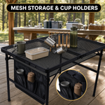 Foldable Camping Table Collapsible Picnic Aluminum Alloy Grill Stand - 8