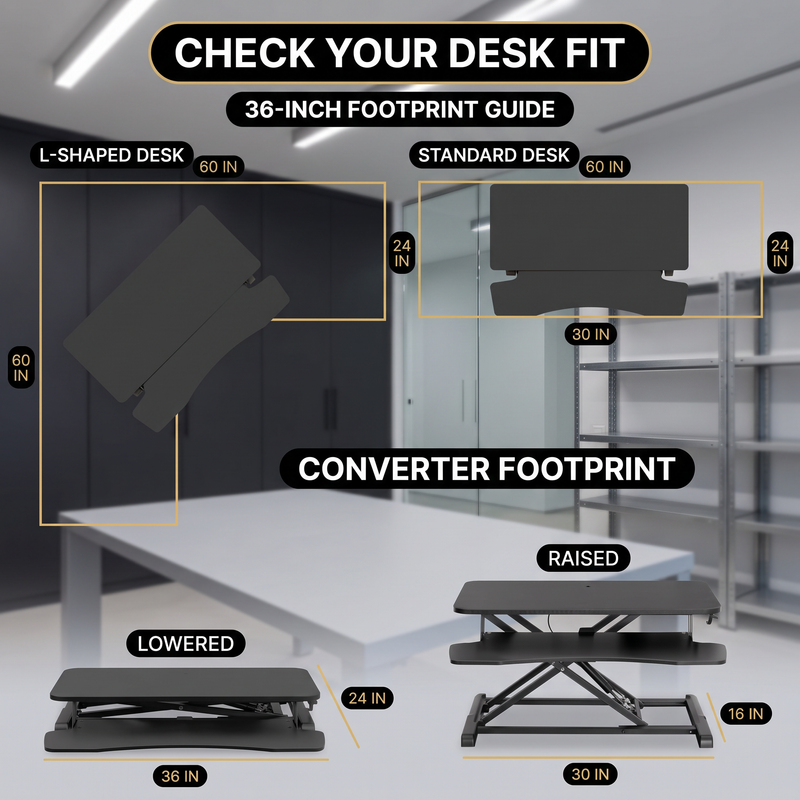 Standing Desk Converter, Height Adjustable Sit to Stand Desk Riser, Pneumatic & Electric Dual Monitor Laptop Workstation with Wide Keyboard Tray - 8