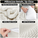 100% Viscose from Bamboo Pillowcases with Zipper, Set of 2 - 8