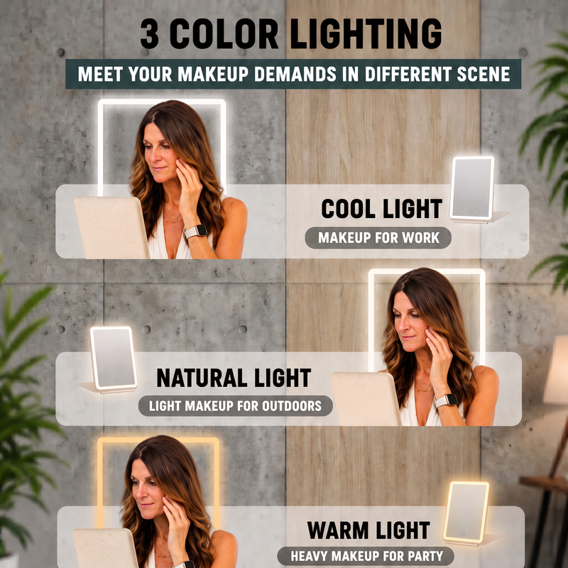 Portable LED Makeup Mirror – Rechargeable, Adjustable Brightness, Compact & Travel-Friendly - 8