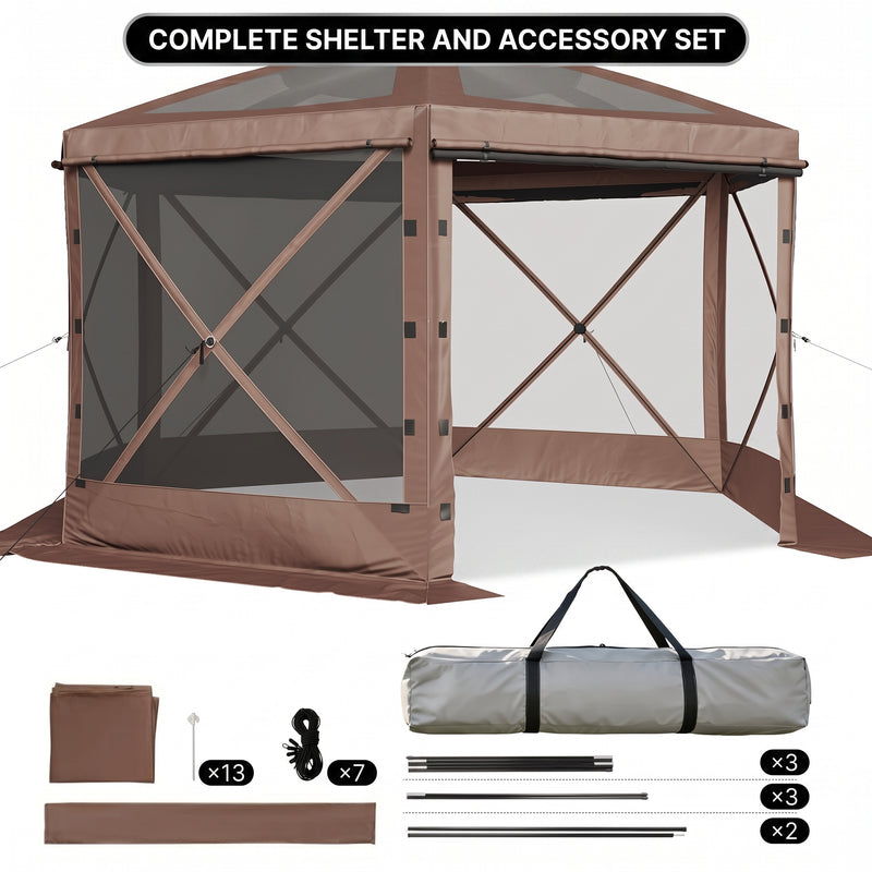 15x15 Pop-Up Gazebo Screen Tent – Large Outdoor Screen House with Mesh Walls & Carry Bag - 8