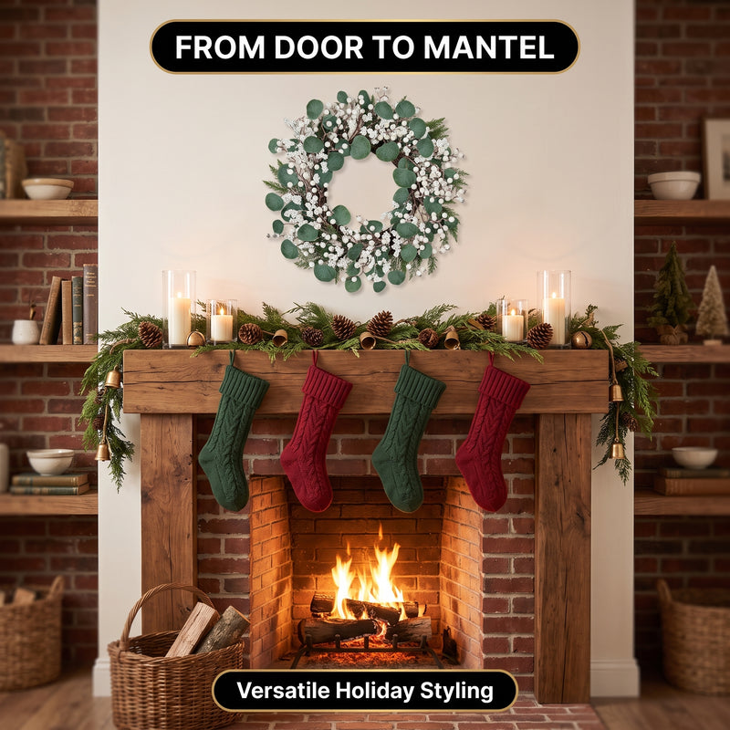 CHRISTMAS BERRY WREATH FOR FRONT DOOR – WINTER PINE HOLIDAY DÉCOR - 8