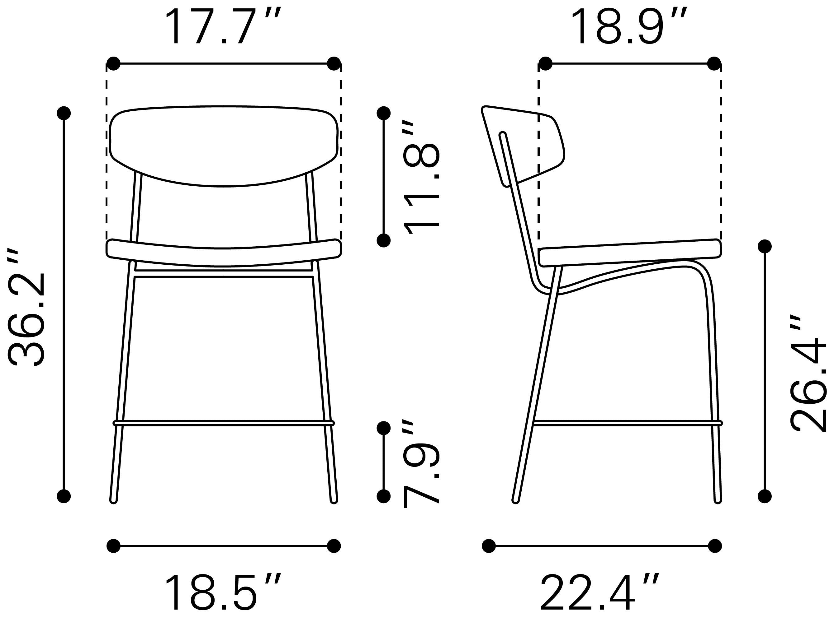 Charon Counter Stool (Set of 2) Vintage Brown