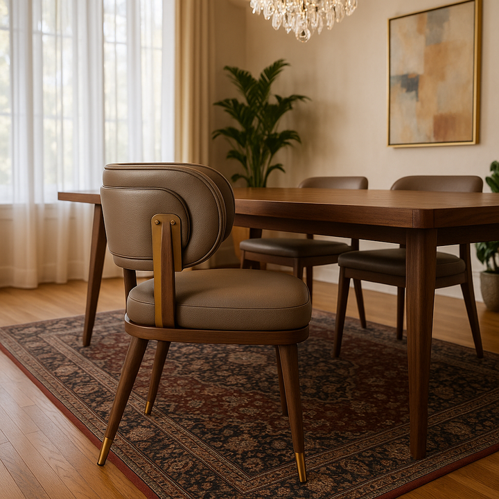 Brew Dining Chair: Modern Faux Leather Steel Frame Chair with Faux Wood Laminate Finish