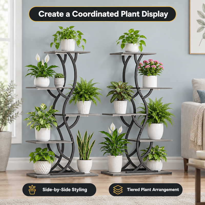 Plant Stand with Grow Lights – Indoor Plant Shelf, 4 to 9 Tiers - 8g