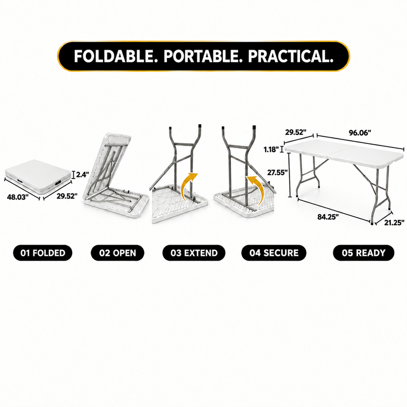 8 ft Heavy Duty Folding Table - 8i