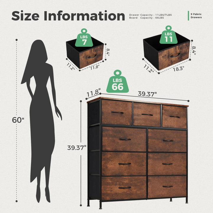 9-Drawer Fabric Storage Tower