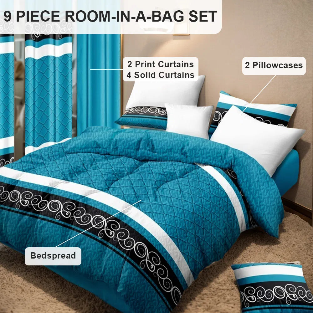 BambooDream 9-Piece Bamboo Microfiber Bedding & Curtain Gift Set