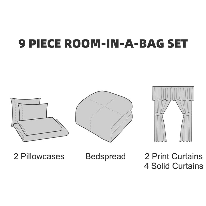 AeroSoft 9-Piece Microfiber Bedding & Curtain Set – All-Season Comfort