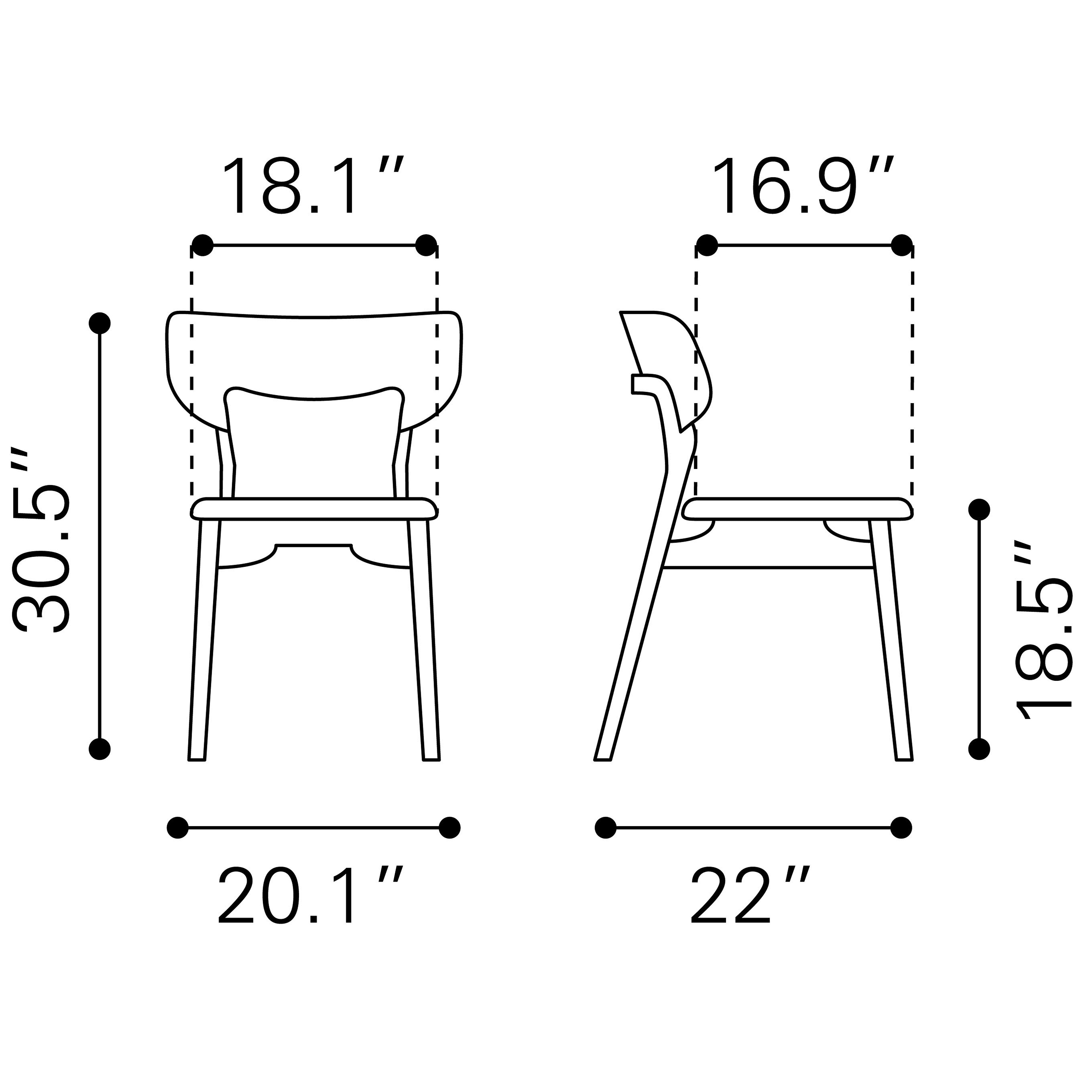 Russell Dining Chair (Set of 2) Walnut & Light Gray