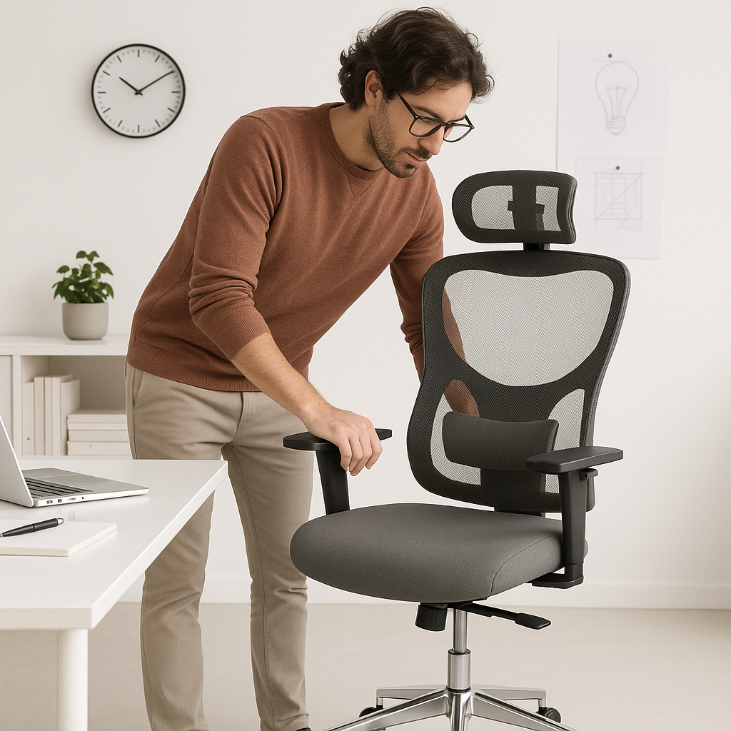 Ergonomic Mesh Office Chair High Back Computer Desk Chair Adjustable Headrest Lumbar Support 3D Armrests Black