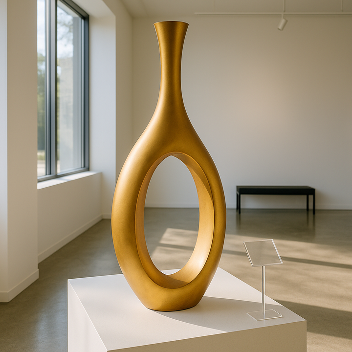 Premium Trombone Vase Small in Matte Bronze - Contemporary Resin Floor Sculpture with Sophisticated Finish