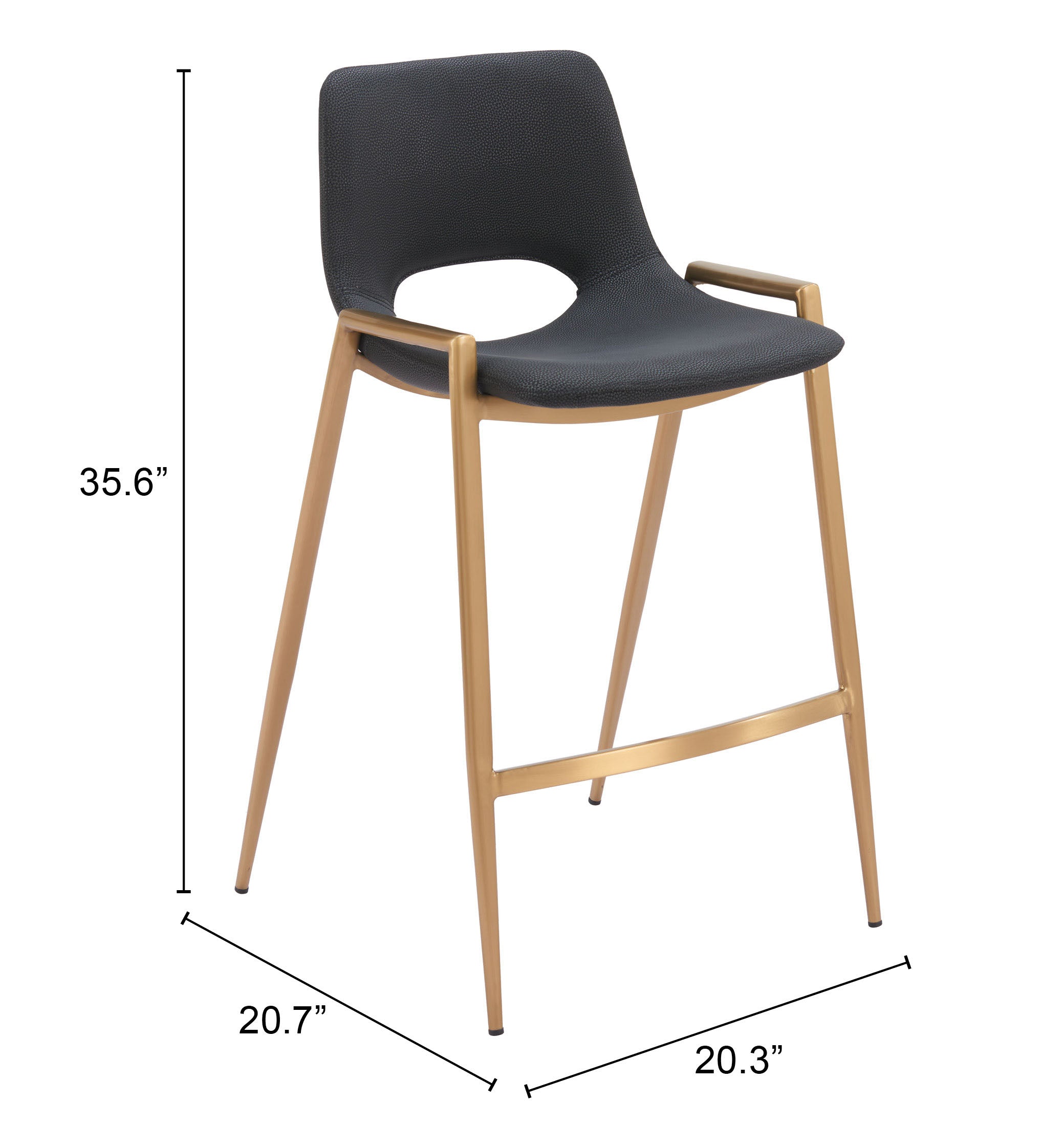 Desi Counter Stool Black & Gold