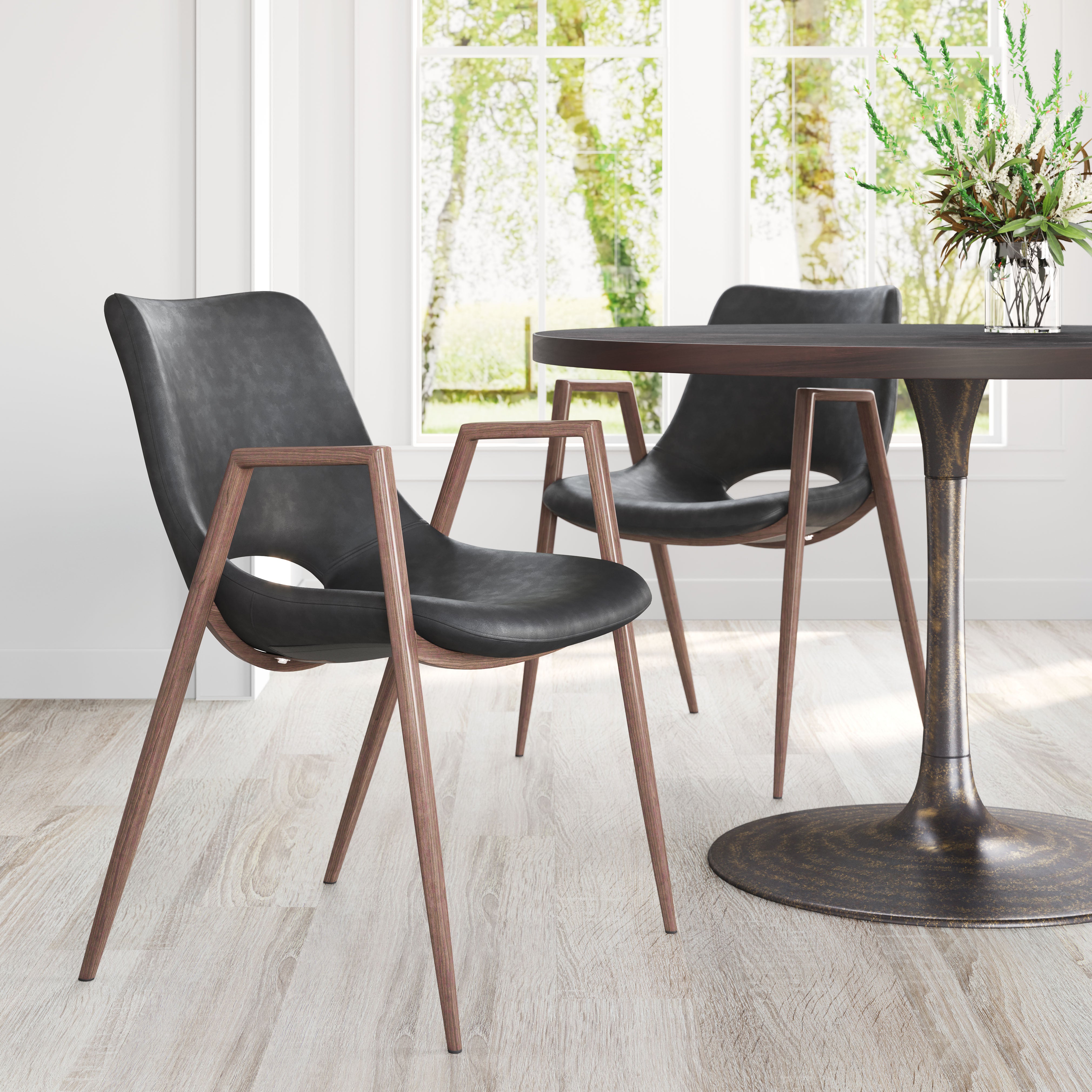 Desi Dining Chair Black & Walnut