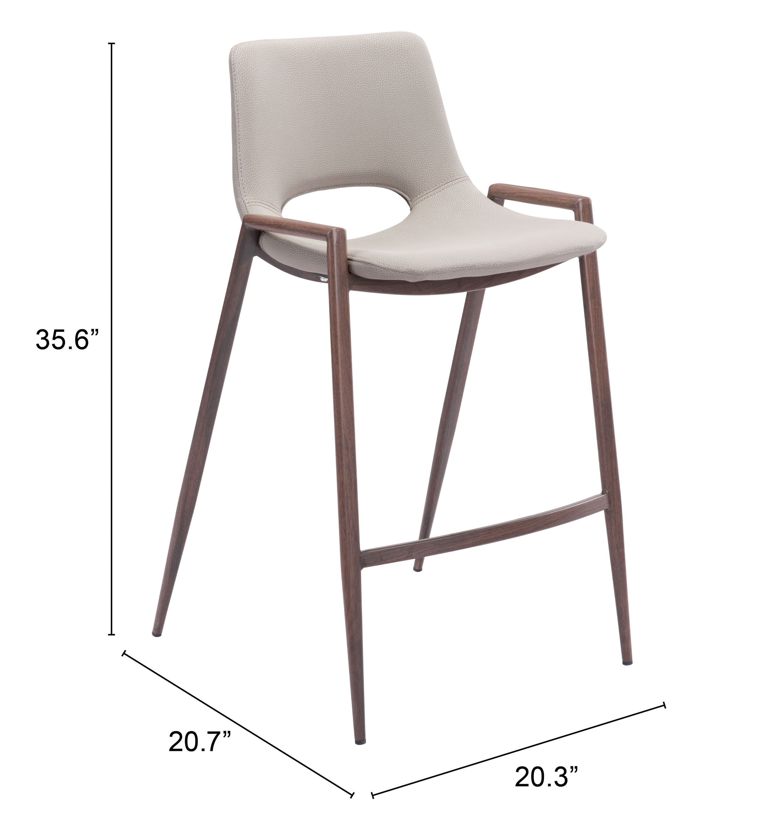 Desi Counter Stool Beige & Walnut