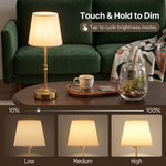 Cordless Rechargeable Table Lamp with Fabric Shade – Dimmable LED Desk Lamp - 9
