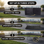 6 FT FOLDING CAMPING TABLE – PORTABLE INDOOR OUTDOOR TABLE WITH WATERPROOF HDPE TOP & CARRY HANDLE - 9