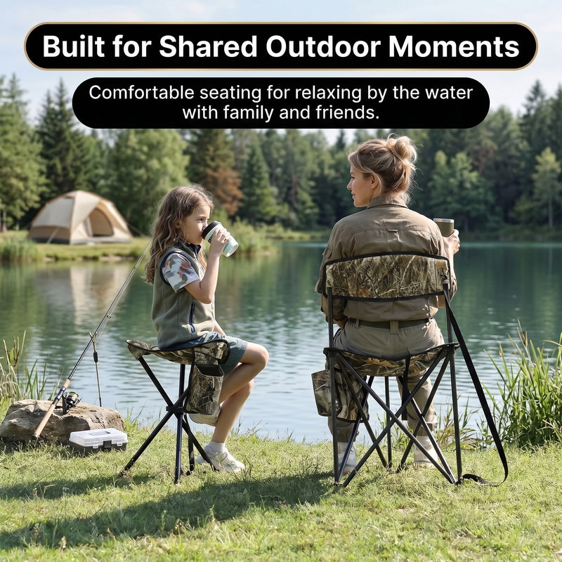 Tri-Lite Stool w/Back, Lightweight Portable Fishing Chair w/Cupholder and Carry Strap, Supports 225-Lb, Portable Outdoor Chair for the Hunting Blind, Camping, Travel, Hiking - 9