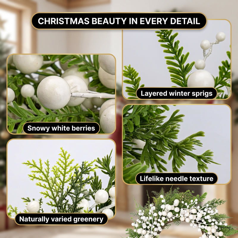 CHRISTMAS BERRY WREATH FOR FRONT DOOR – WINTER PINE HOLIDAY DÉCOR - 9