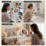 Double-Sided Magnifying Makeup Mirror – LED, Rechargeable, Height-Adjustable - 9