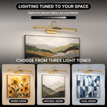 Picture Lights for Wall, Rechargeable Battery Operated LED Gallery Light Bar with Remote & Timer, Dimmable Wireless Wall Sconce for Paintings & Frames - 9