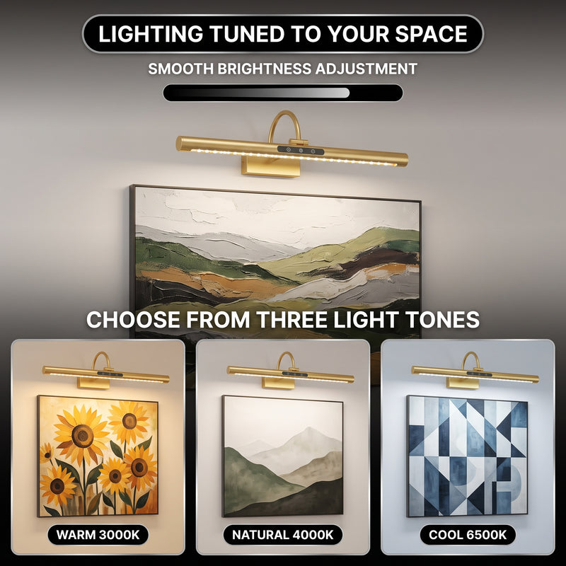 Picture Lights for Wall, Rechargeable Battery Operated LED Gallery Light Bar with Remote & Timer, Dimmable Wireless Wall Sconce for Paintings & Frames - 9