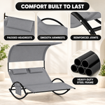 Outdoor Chaise Lounger with Canopy – Single & Double 2-Person Patio Sun Lounger with Cushions & Headrest - 9