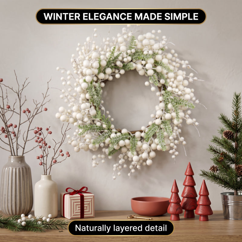 CHRISTMAS BERRY WREATH FOR FRONT DOOR – WINTER PINE HOLIDAY DÉCOR - 9