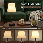 Cordless Rechargeable Table Lamp with Fabric Shade – Dimmable LED Desk Lamp - 9
