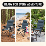 Reclining Camping Chair – 3-Position High-Back Folding Chair with Lumbar Support - 9