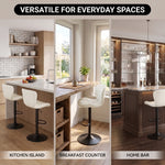 COUNTER BAR STOOLS SET OF 2 – ADJUSTABLE SWIVEL FAUX LEATHER SEATS - 9