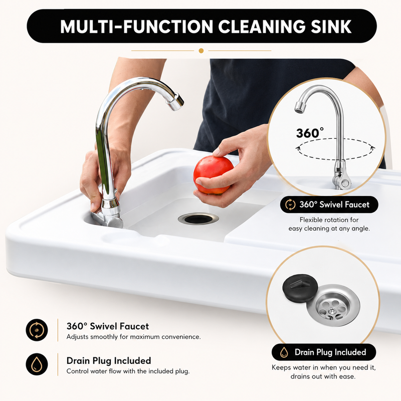 Folding Fish Cleaning Table with Sink & Sprayer Options - 9