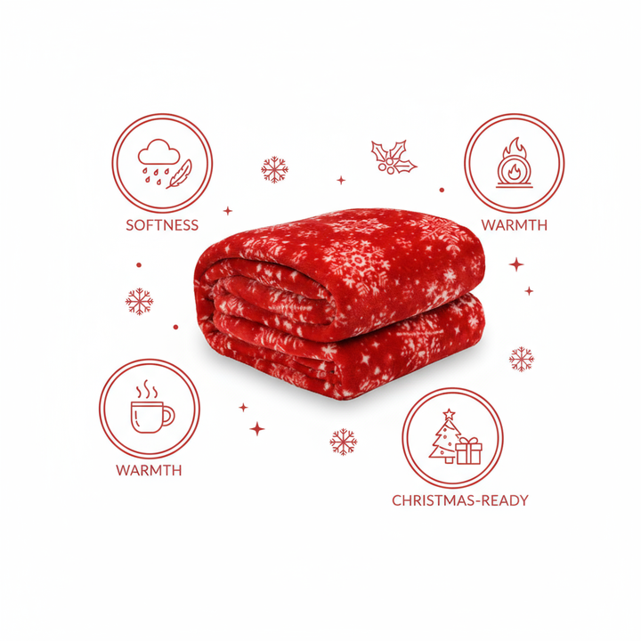 Kathy Ireland Christmas Flannel Fleece Plush Throw Blanket