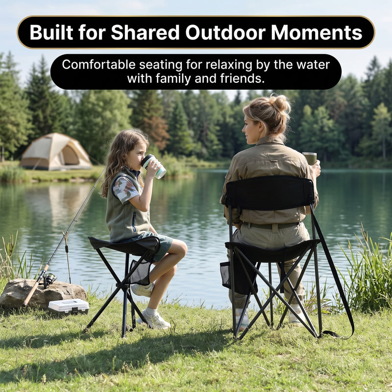 Tri-Lite Stool w/Back, Lightweight Portable Fishing Chair w/Cupholder and Carry Strap, Supports 225-Lb, Portable Outdoor Chair for the Hunting Blind, Camping, Travel, Hiking - 9