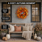 Fall Wreath for Front Door – Artificial Autumn Wreath with Pumpkins, Sunflowers & Peonies, 22 Inch, Farmhouse Harvest Décor for Porch, Wall & Thanksgiving - 9
