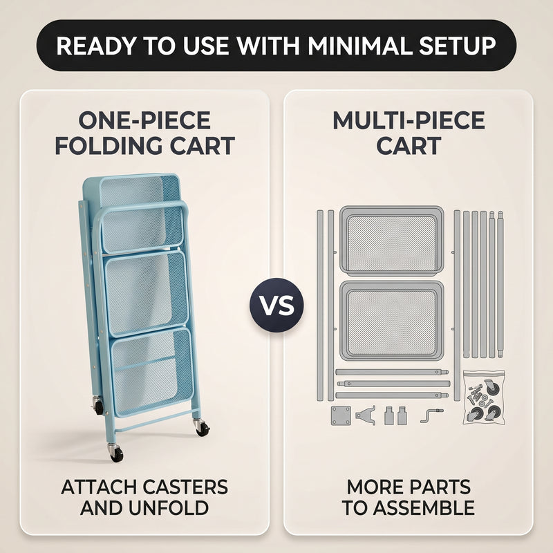 3-Tier Metal Rolling Cart – Foldable or Fixed Pegboard Styles - 9