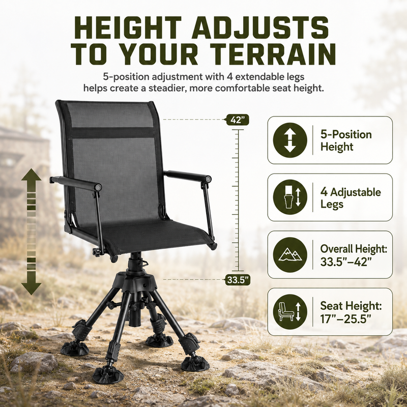 Portable Adjustable Hunting Chair with Swivel & Heated - 9