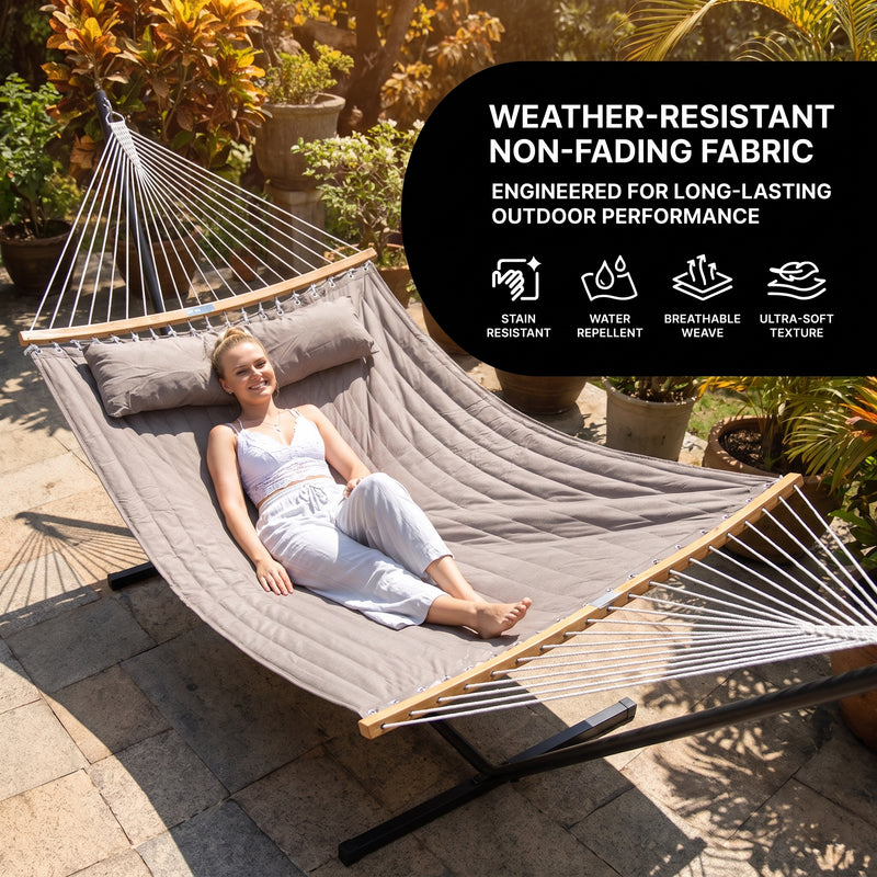 2-Person Hammock with Adjustable-Height Stand, Pillow & Carrying Bag - 9