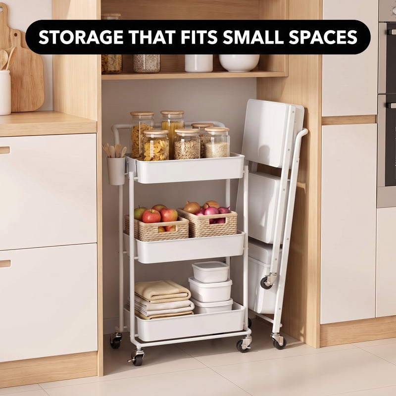 3-Tier Metal Rolling Cart – Foldable or Fixed Pegboard Styles - 9