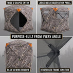 Silent Pop Up Hunting Blind with 270° See Through View – Waterproof Camo Ground Blind Tent for Turkey and Deer Hunting, 1-7 Person Capacity - 9