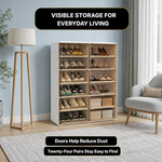 Foldable Shoe Cabinet with Doors – Slim Entryway Shoe Storage Organizer - 9