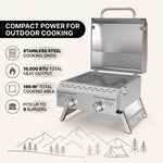 PORTABLE STAINLESS STEEL TABLETOP PROPANE GRILL – 2 & 3 BURNER OUTDOOR BBQ OPTIONS - 9