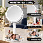 LED Makeup Mirror with Adjustable Brightness – Dual-Sided, Rechargeable - 9